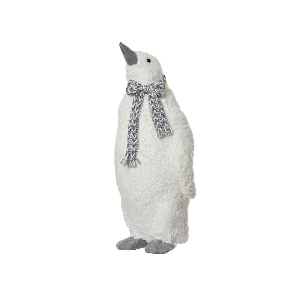 Kaemingk Penguin – Polyester Glitter Figurine with Polyester Scarf, Christmas Holiday Decoration, Festive Xmas Tabletop or Tree Ornament, Seasonal Home Décor Accent