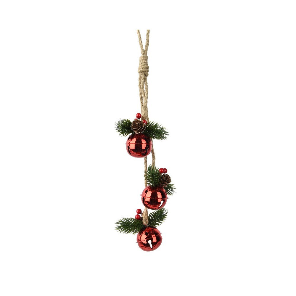 Kaemingk Bundle – Iron PE Leaf with Foam Berries and Pinecone, Christmas Holiday Decoration, Festive Xmas Tabletop or Tree Ornament, Seasonal Home Décor Accent-Red