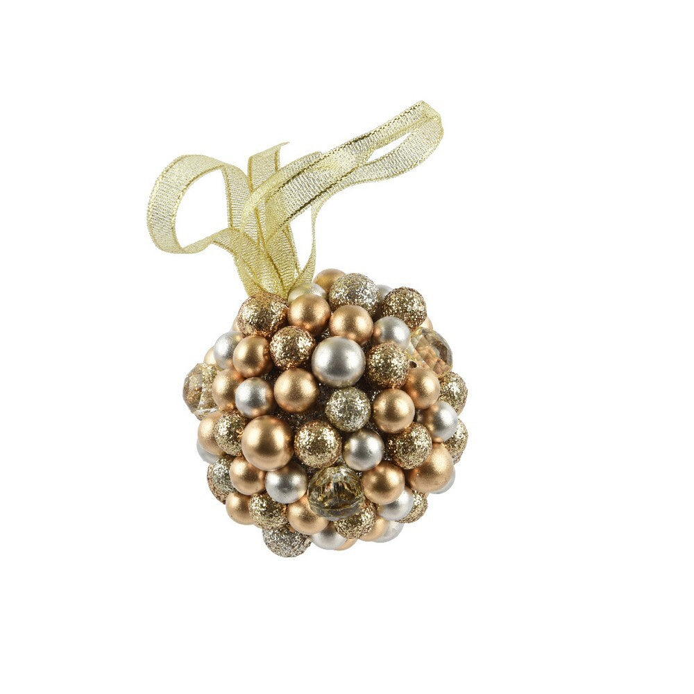 Kaemingk Bauble – Shatterproof Matt, Shiny and Glitter with Berries, Christmas Holiday Decoration, Festive Xmas Tree Ornament, Seasonal Home Décor Accent-Gold