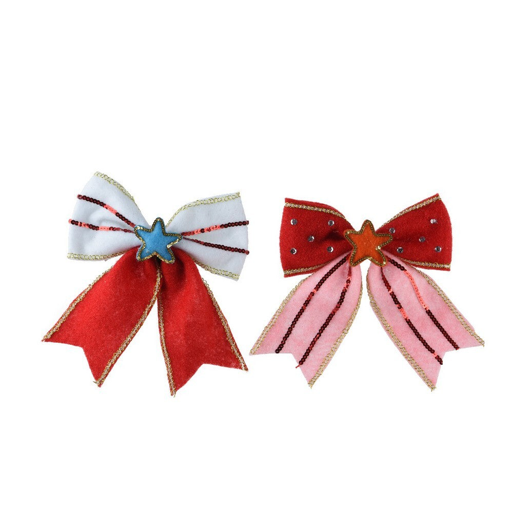 Kaemingk Bow – Polyester with Spangles on Clip, Christmas Holiday Decoration, Festive Xmas Tree or Gift Accent, Seasonal Home Décor, 1 Piece Assorted Colors