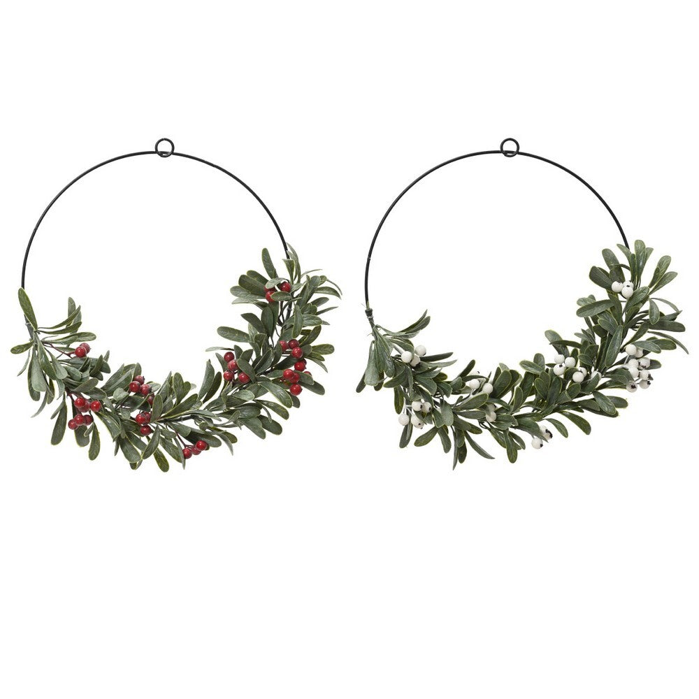 Kaemingk Wreath – PE Frosted Finish with Berries, Christmas Holiday Decoration, Festive Xmas Door or Wall Accent, Seasonal Home Décor, 1 Piece Assorted Colors