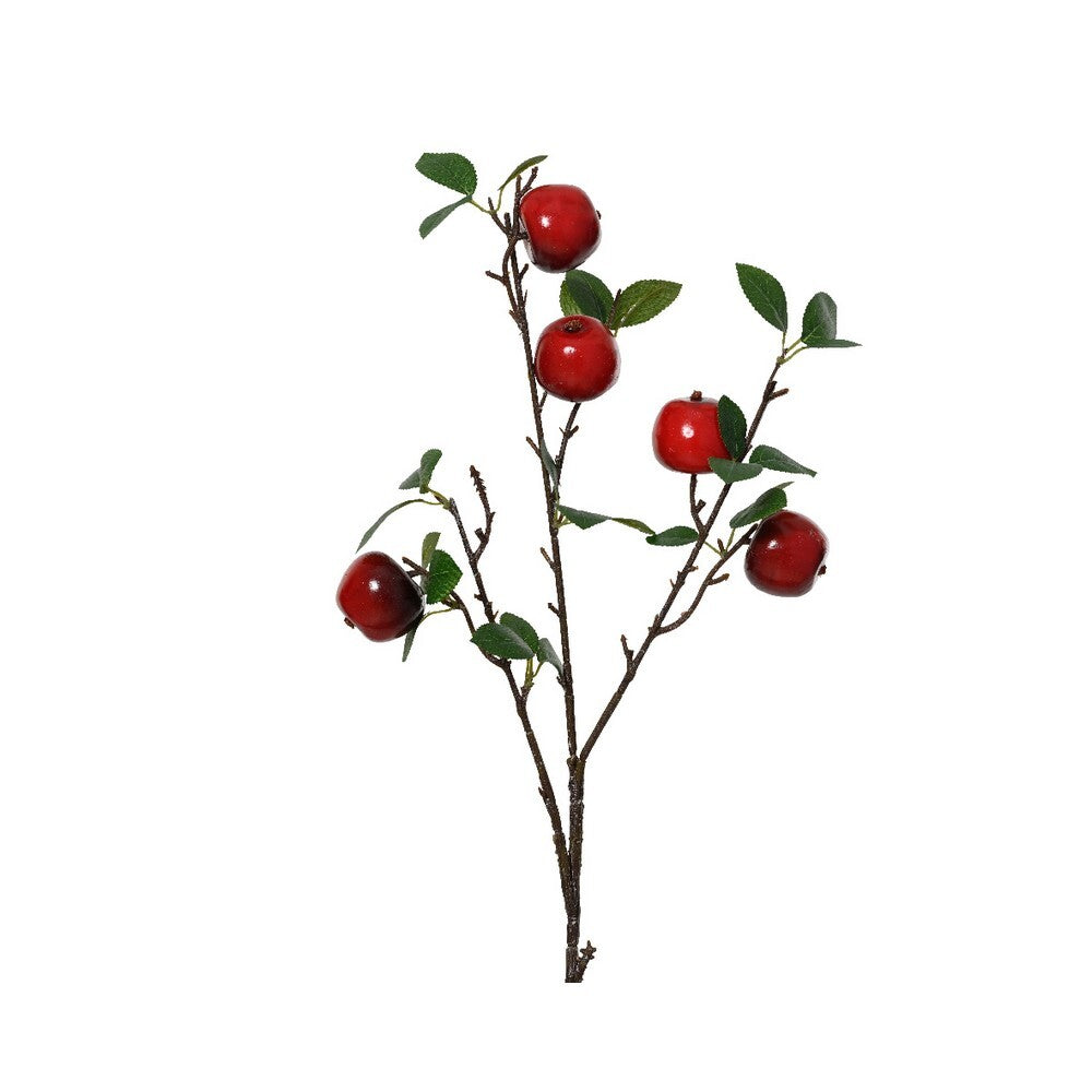 Kaemingk Spray – Foam Apple with Green Leaf, Christmas Holiday Decoration, Festive Xmas Floral or Tree Accent, Seasonal Home Décor Accessory