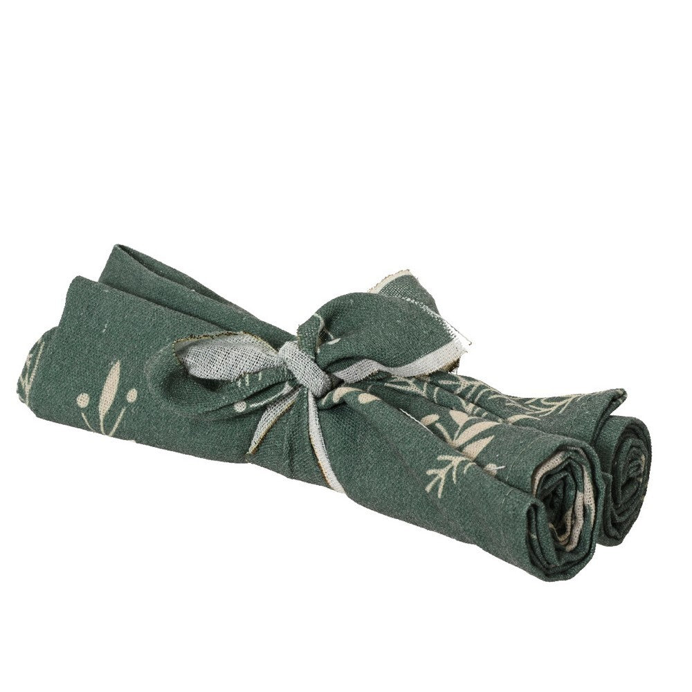 Kaemingk Napkin – Polyester Cotton with Printed Plant Pattern, Christmas Holiday Table Linen, Festive Xmas Dining Accessory, Seasonal Home Décor Accent