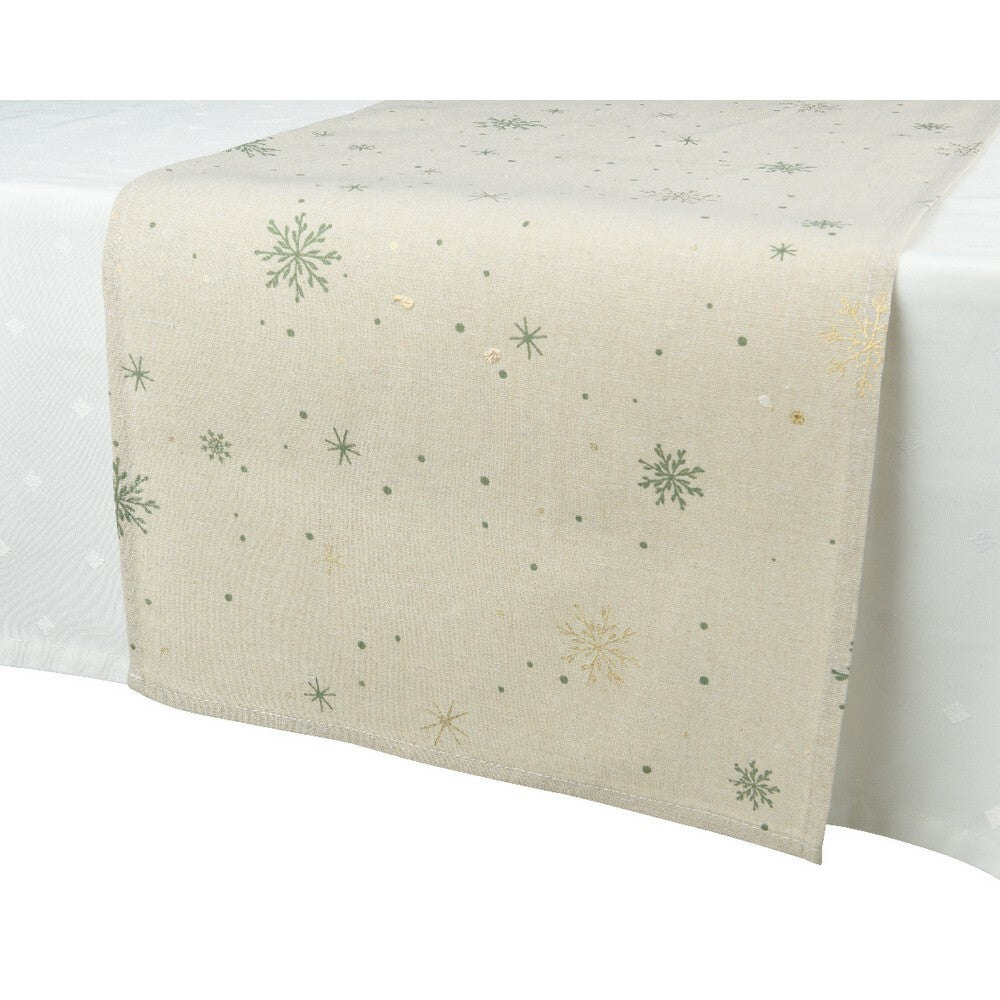 Kaemingk Table Runner – Polyester Cotton with Printed Snowflake Pattern, Christmas Holiday Dining Linen, Festive Xmas Table Décor, Seasonal Home Accent