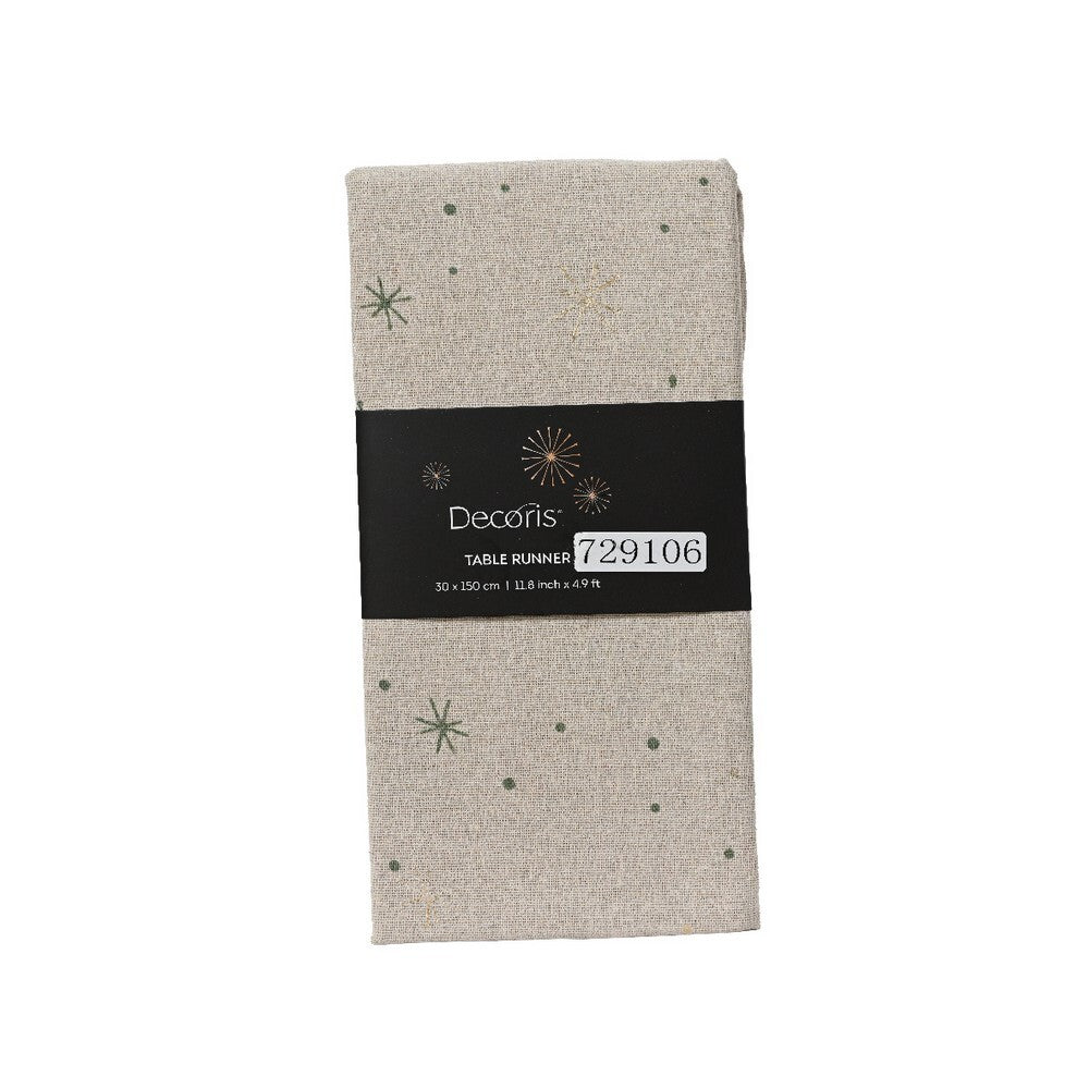 Kaemingk Table Runner – Polyester Cotton with Printed Snowflake Pattern, Christmas Holiday Dining Linen, Festive Xmas Table Décor, Seasonal Home Accent