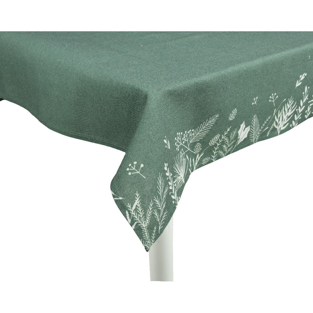 Kaemingk Tablecloth – Polyester Cotton with Printed Plant Pattern, Christmas Holiday Dining Linen, Festive Xmas Table Décor, Seasonal Home Accent
