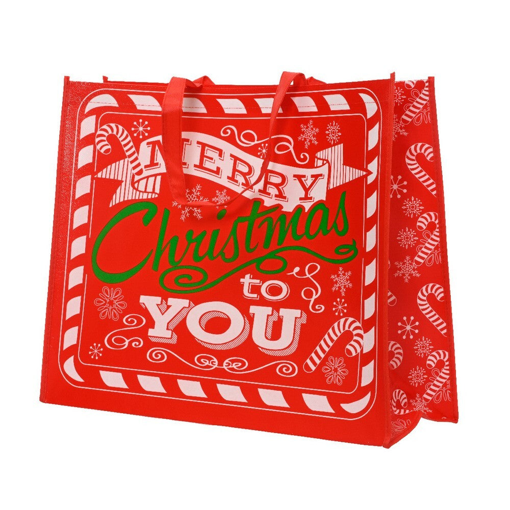 Kaemingk Gift Bag – Fabric, Red Jumbo, Christmas Holiday Packaging, Festive Xmas Present Wrap, Seasonal Home Décor Accent