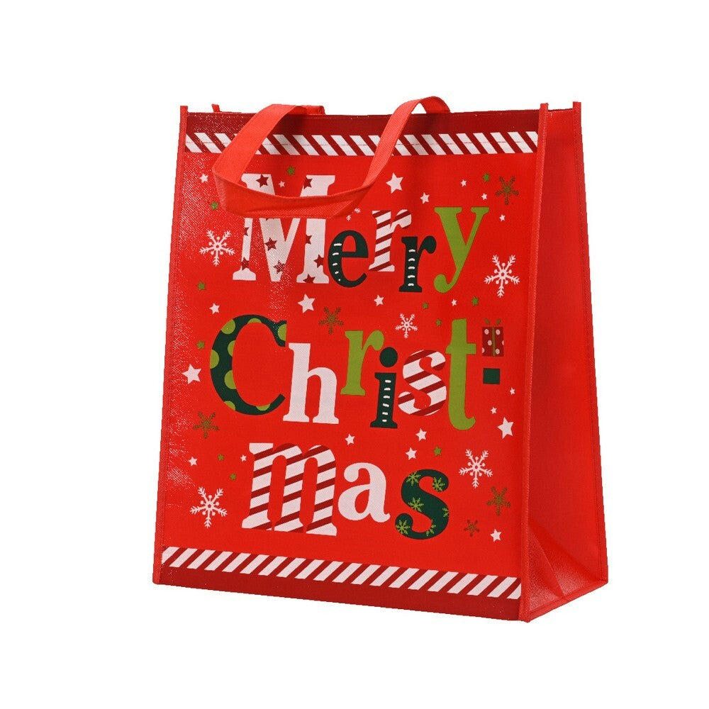 Kaemingk Gift Bag – Fabric, Christmas Holiday Packaging, Festive Xmas Present Wrap, Seasonal Home Décor Accent-Red XL