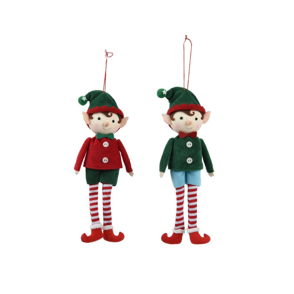 Kaemingk Elf – Polyester, 4cm Christmas Holiday Figurine, Festive Xmas Tabletop or Tree Ornament, Seasonal Home Décor Accent, 1 Piece Assorted Colors
