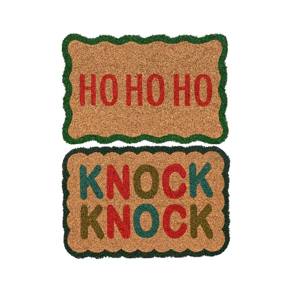 Kaemingk Doormat – Coir Rectangle Tufted, Christmas Holiday Welcome Mat, Festive Xmas Entryway Décor, Seasonal Home Accent, 1 Piece Assorted Designs