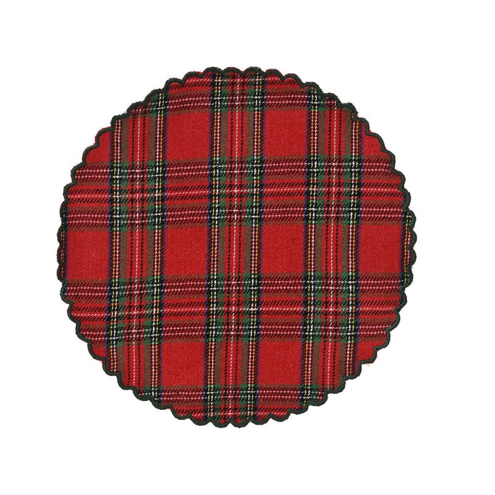 Kaemingk Placemat – Cotton Woven, Red, Christmas Holiday Table Linen, Festive Xmas Dining Accessory, Seasonal Home Décor Accent