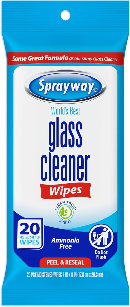 Sprayway Ammonia-Free Glass Cleaner Wipes Fresh Scent 20 Count