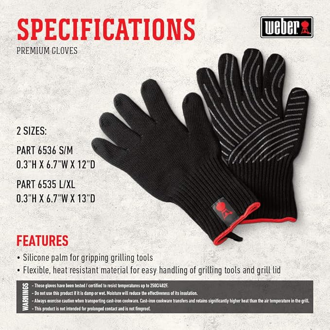 Weber 6535 Premium Black Grilling Gloves