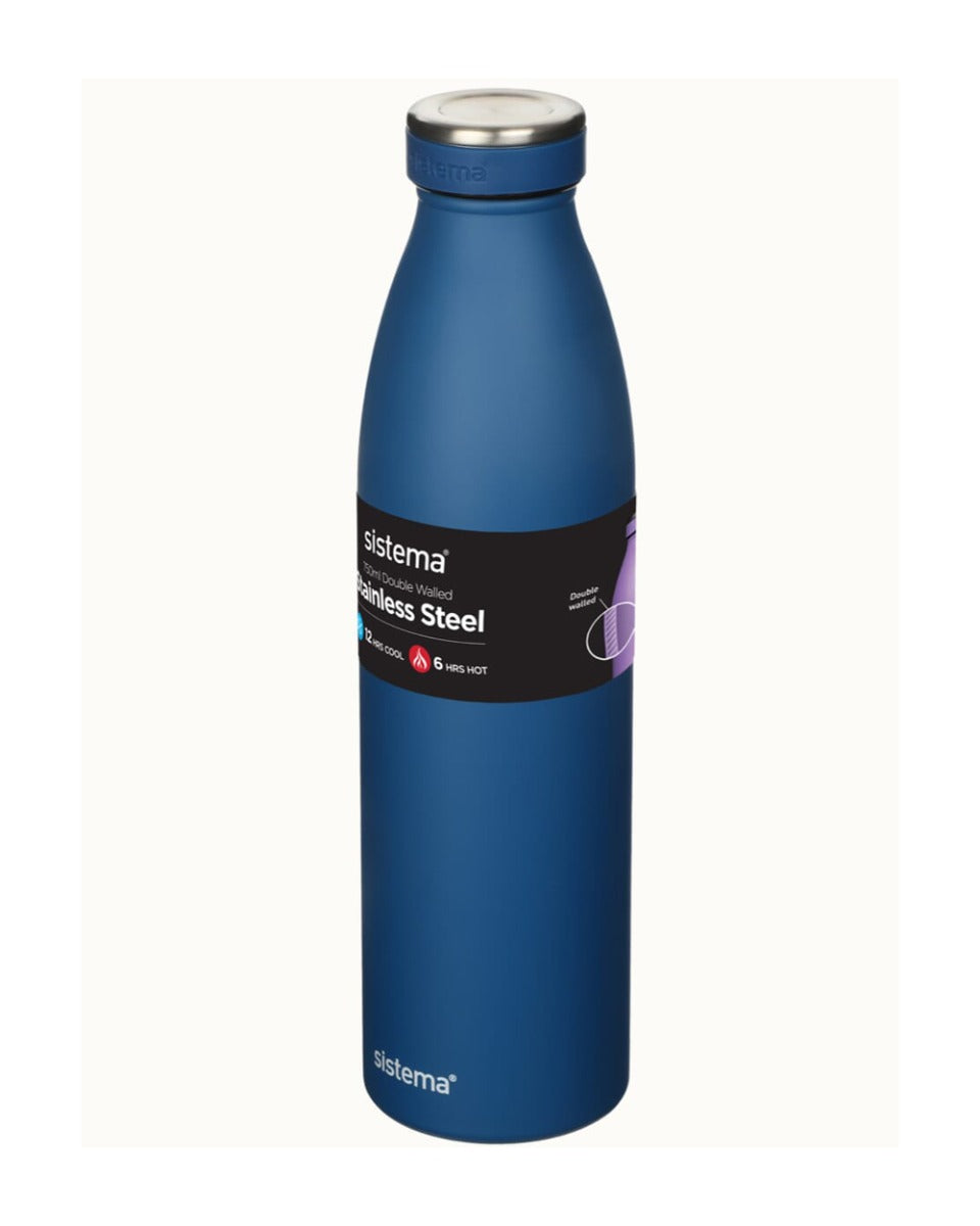 Sistema Stainless Steel Water Bottle Blue 750ML