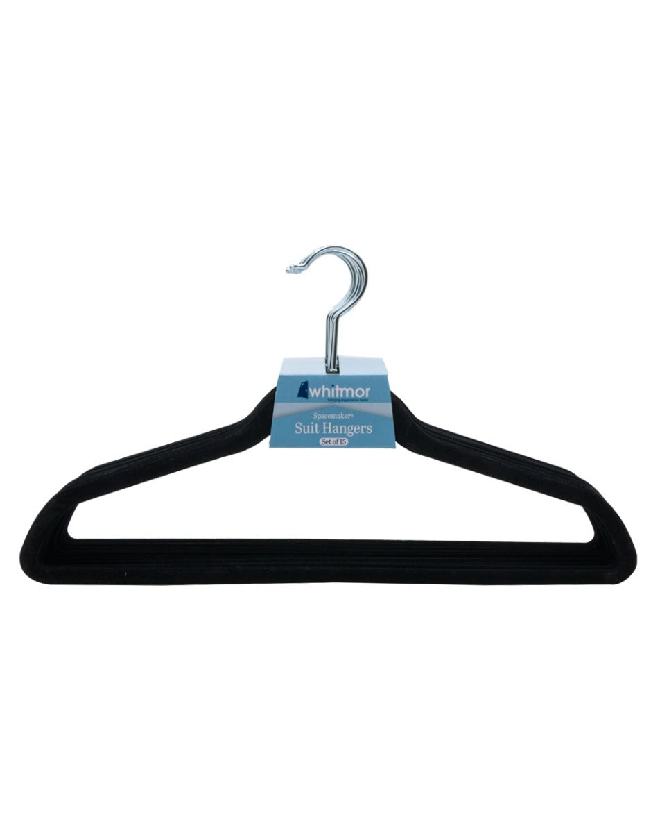 Whitmor Spacemaker Suit Hangers Set of 15 Black