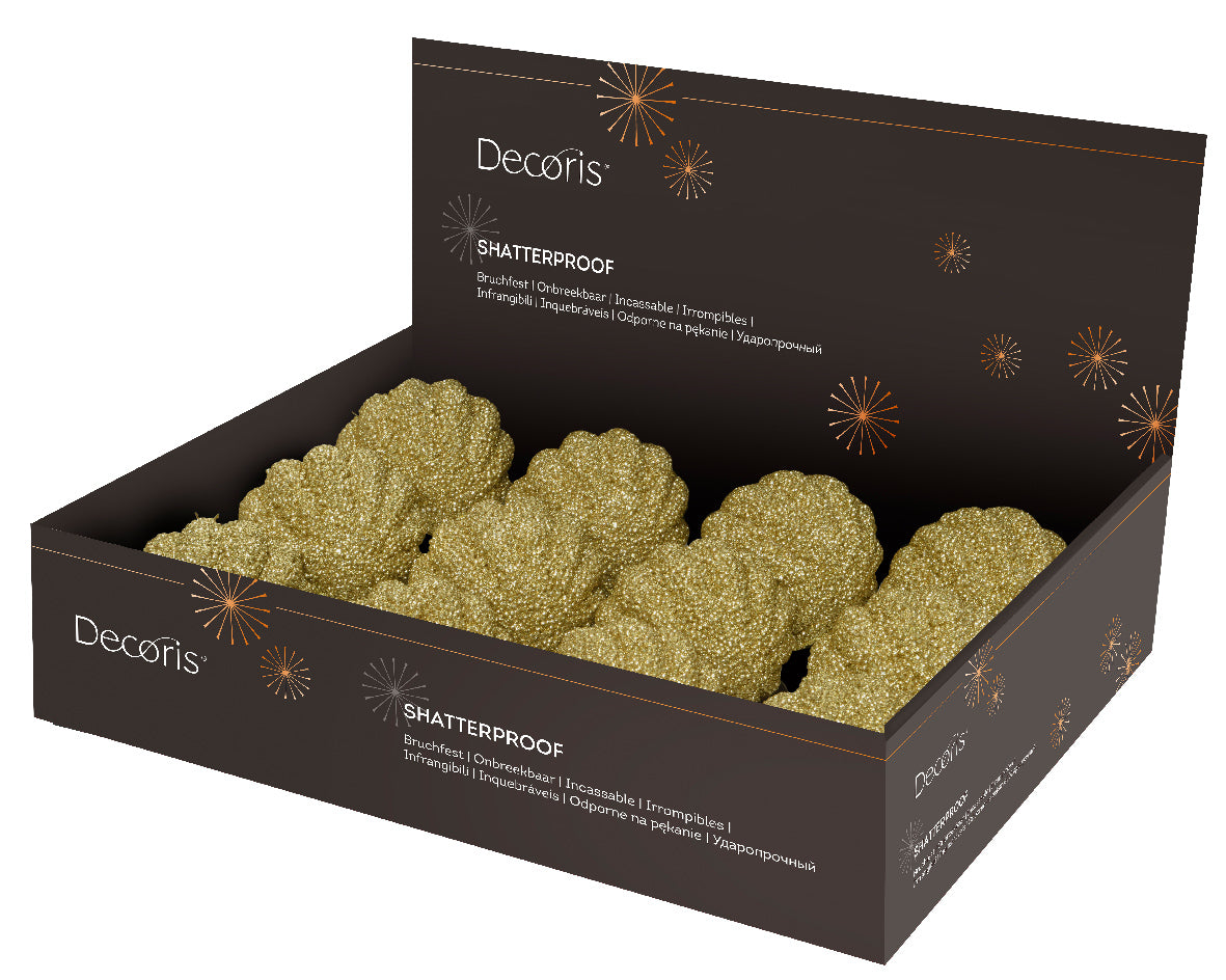 Homesmiths Bauble Foam Glitter Light Gold 8cm