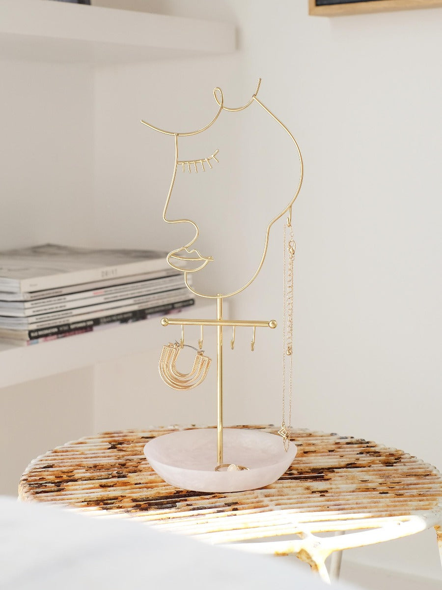 Stackers Rose Quartz 5-Hook Face Jewellery Stand