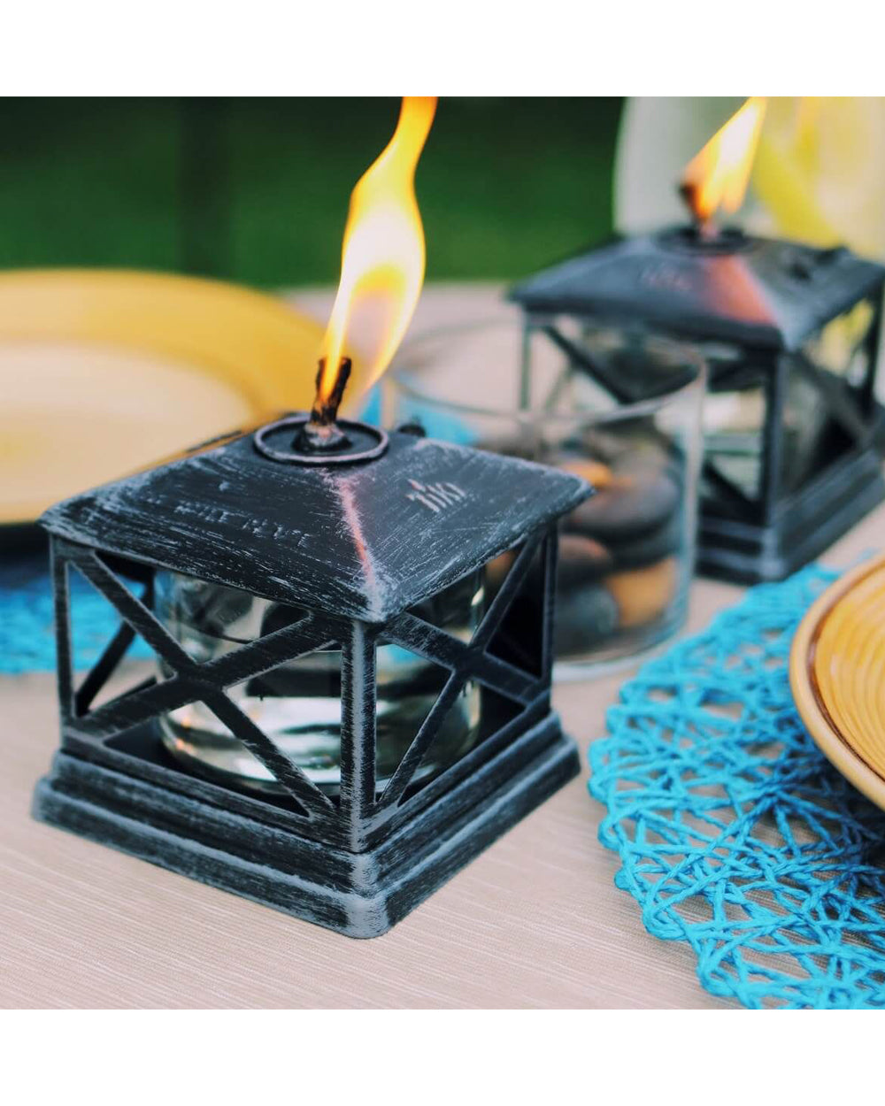 Tiki 5.5 inch Table Torch Glass & Metal Lantern