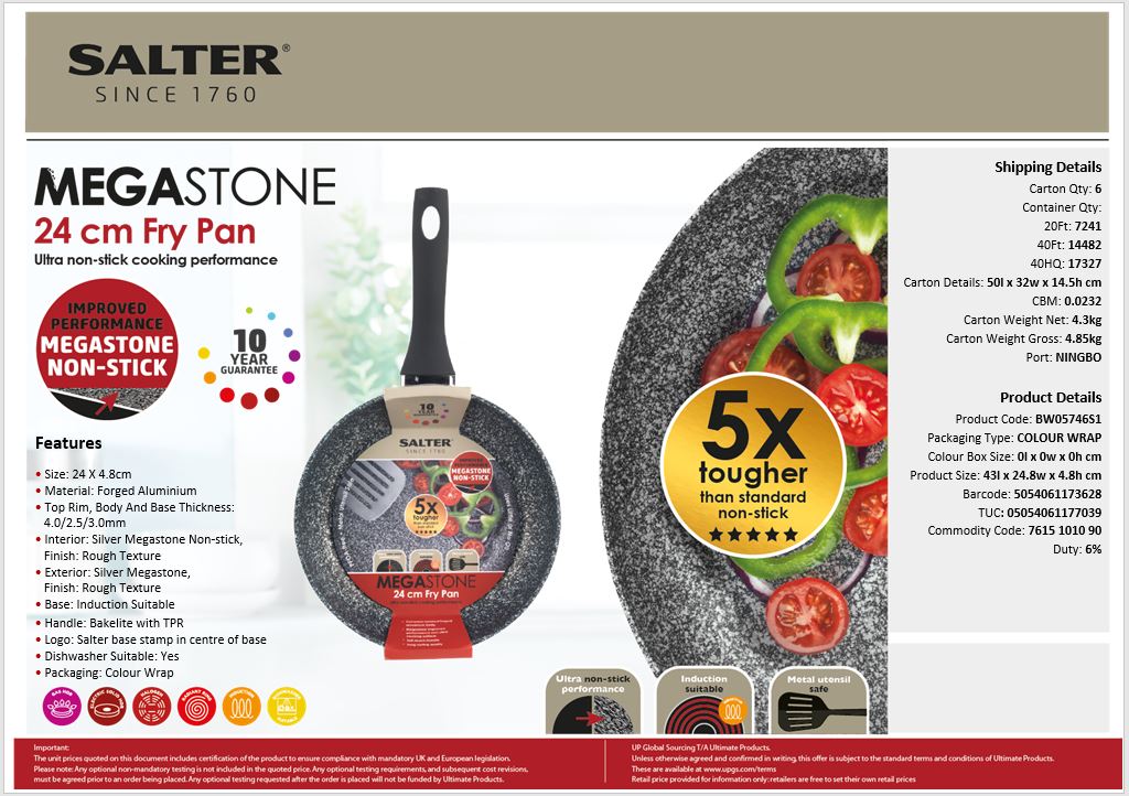 Salter Megastone 24cm Frypan Silver
