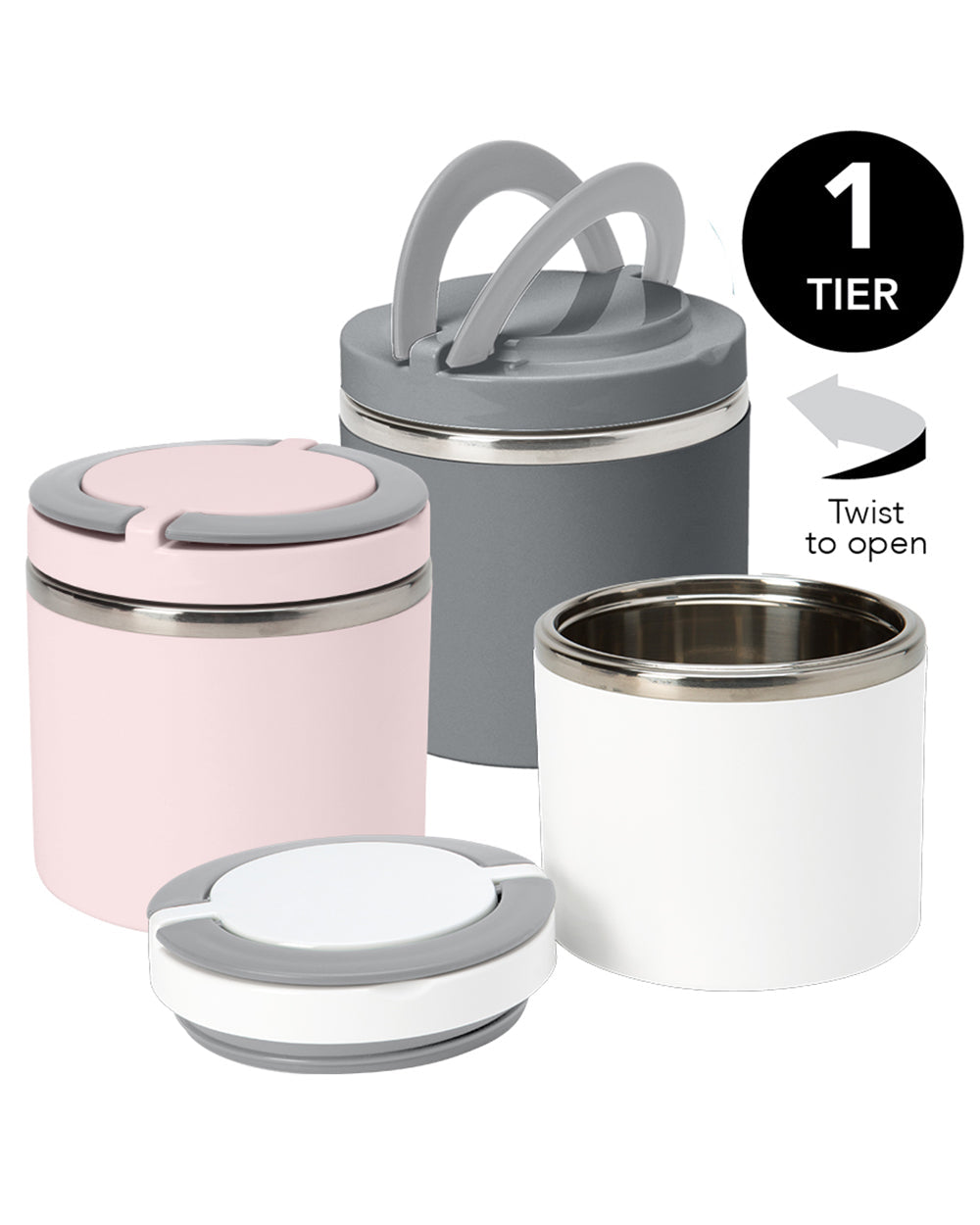 Simplify Round Twist 1 Tier Stainless Steel Insulated Lunch Box 22Oz 1 Piece