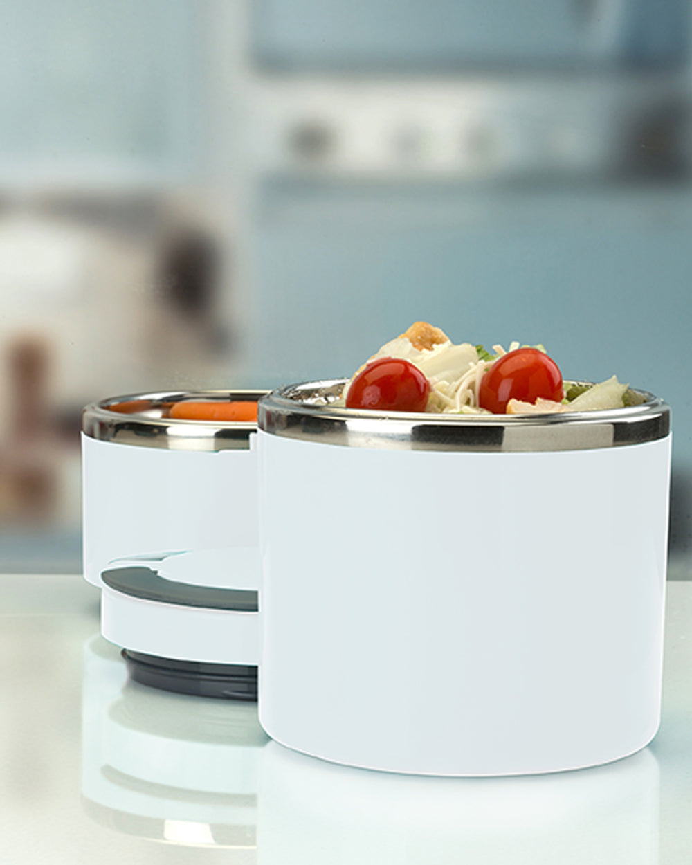 Simplify 32oz Round Twist 2 Tier Stainless Steel Insulated Lunch Box Assorted 1 Piece