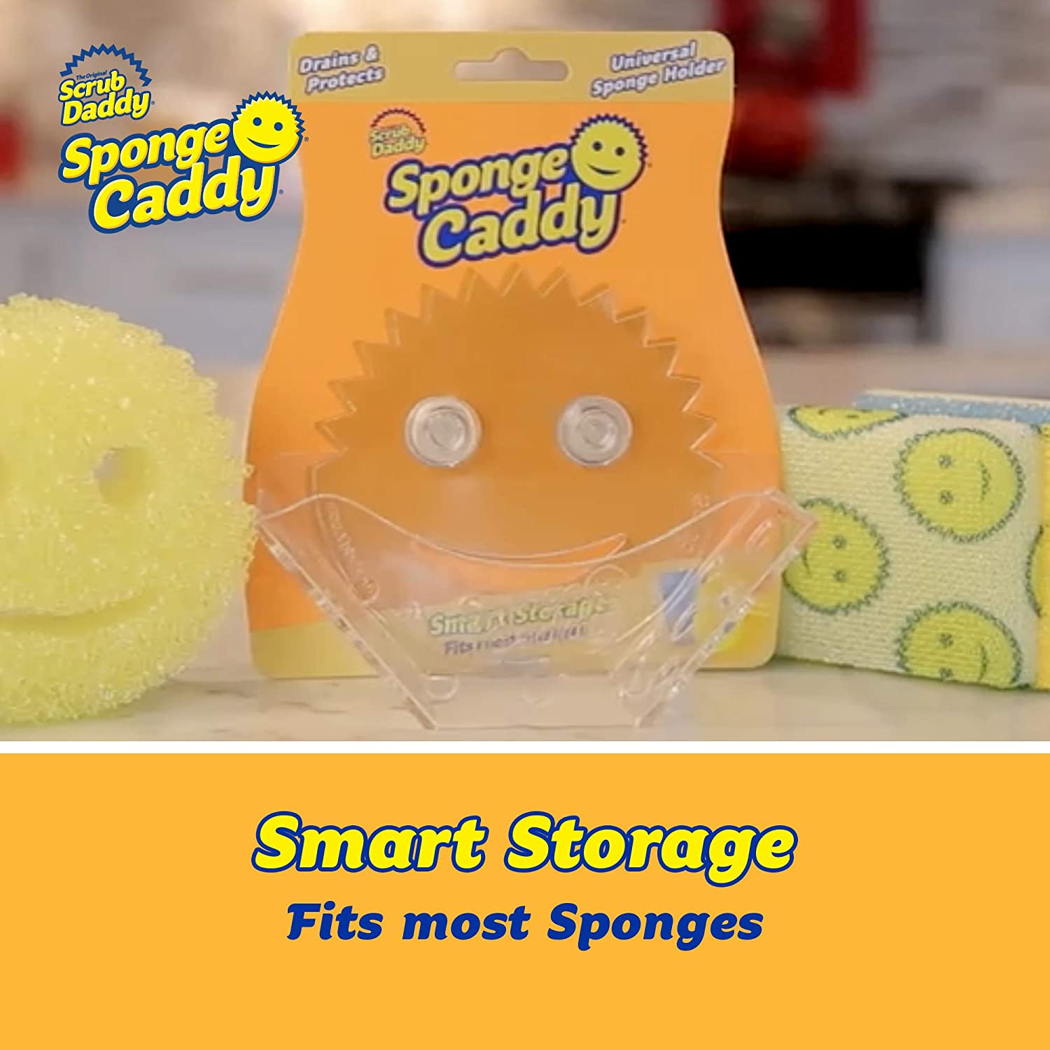 Scrub Daddy Sponge Caddy Holder With Suction Cups And Smart Storage
