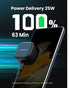 UGREEN 25W PD USB-C Fast Charger UK With C to C Cable 2 Meter Black
