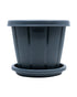 Cosmoplast Pot-Woodgrain 8inch Whit Tray Grey