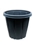 Cosmoplast Woodgrain Pot With Tray 14 Inches Grey