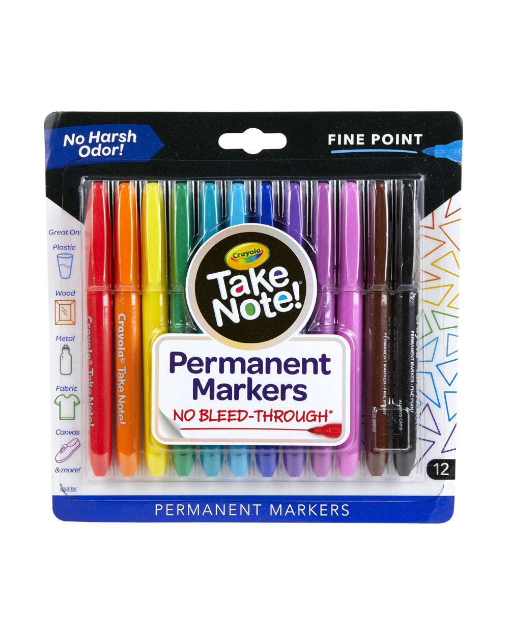 Crayola Permanent Markers Water Based Pack of 12