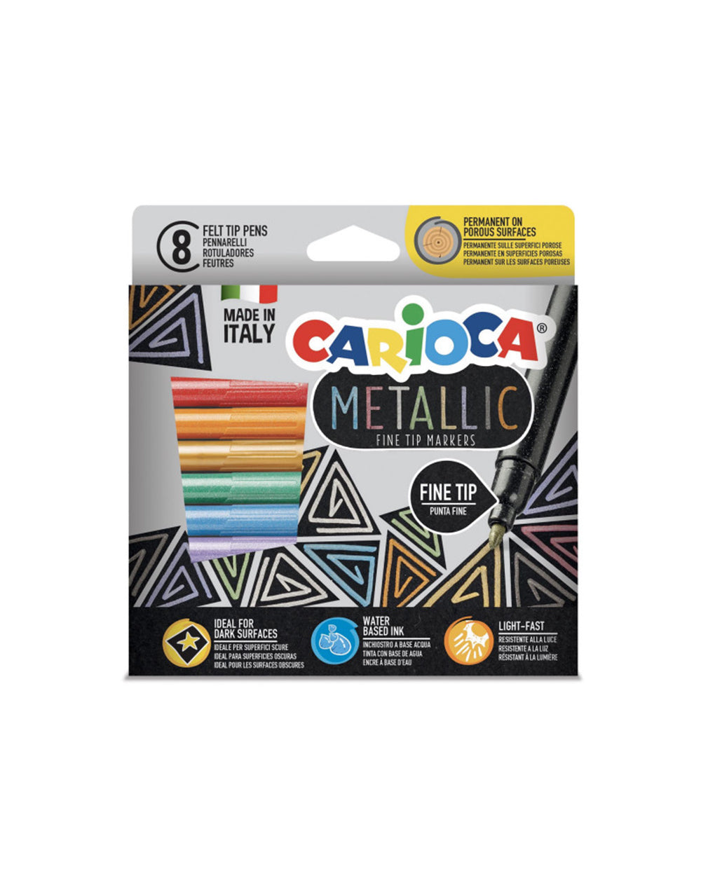 Carioca Metallic Fine Marker Pens Pack of 8