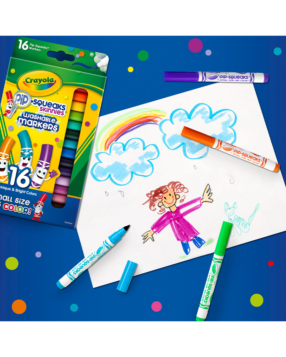 Crayola Washable Pip-Squeaks Skinnies Markers Pack of 16