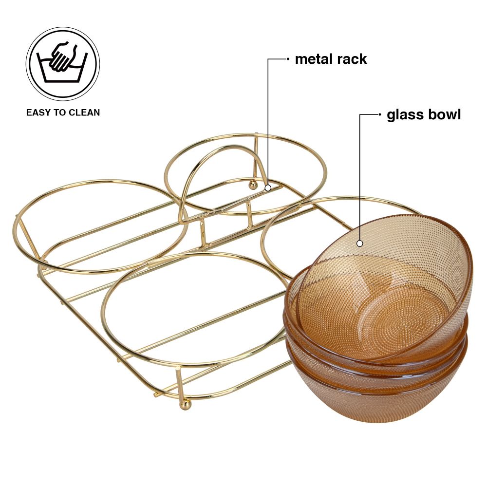 Fissman Set Of 4 Bowls 24 X 24 X 13 cm With Metal Stand