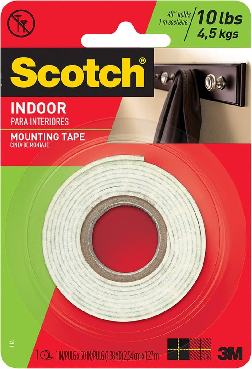 Scotch 114 Heavy Duty Double Sided Mounting Roll 1" X 50"