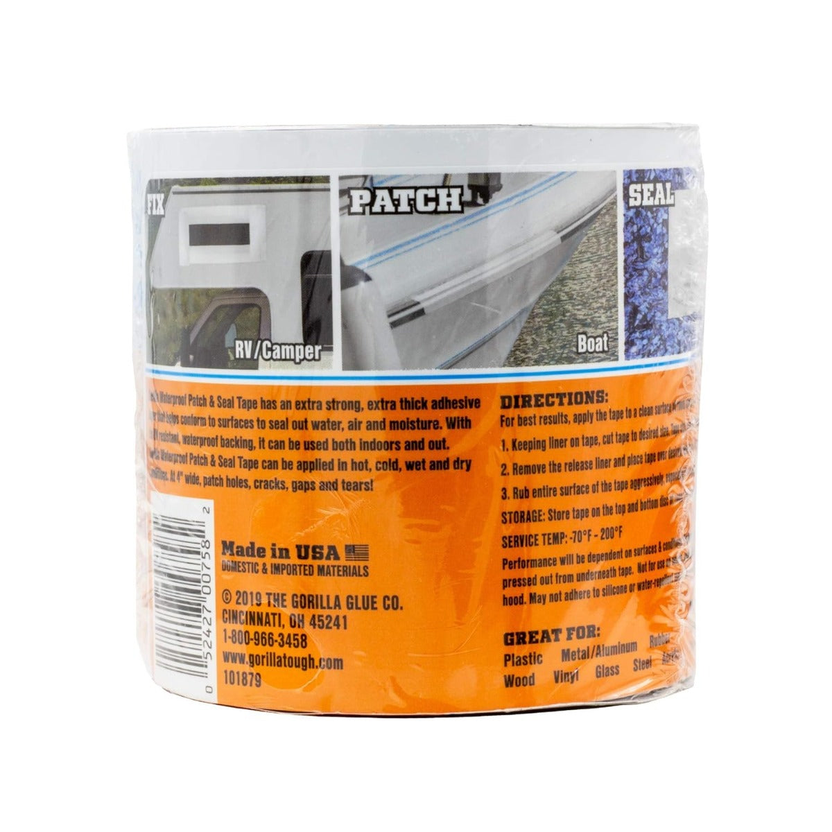 Gorilla Waterproof Patch & Seal Tape White 4In X 10Ft
