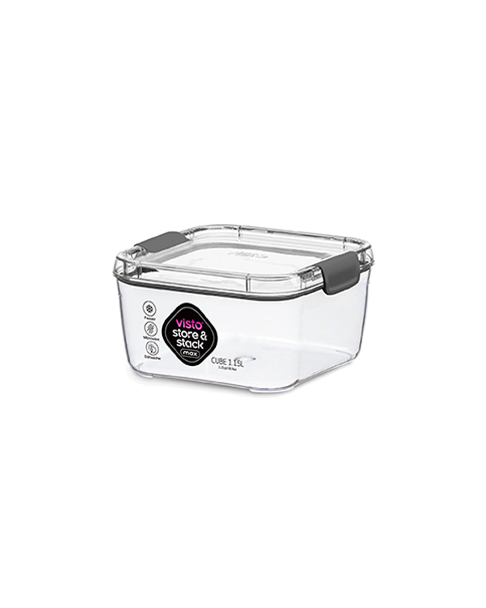 Visto Max 1.15 Liter Cube Storage Container with Clear Base & Lid