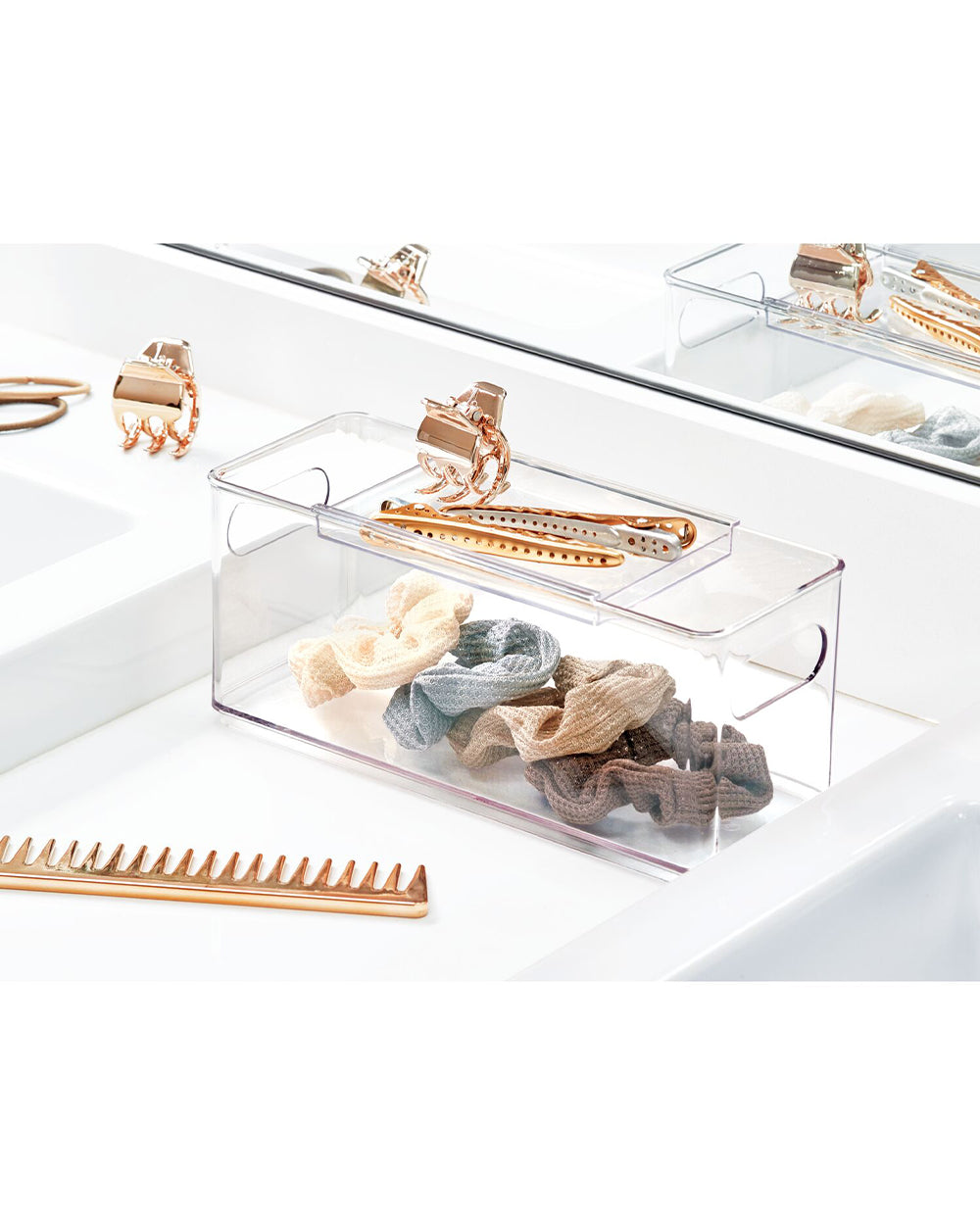 The Home Edit Hair Accessory Bin with Sliding Tray Clear