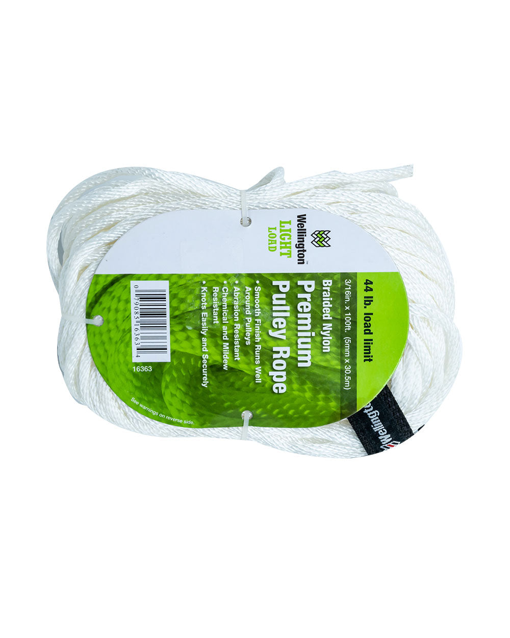Wellington Cordage 3/16"x100' White Nylon Rope