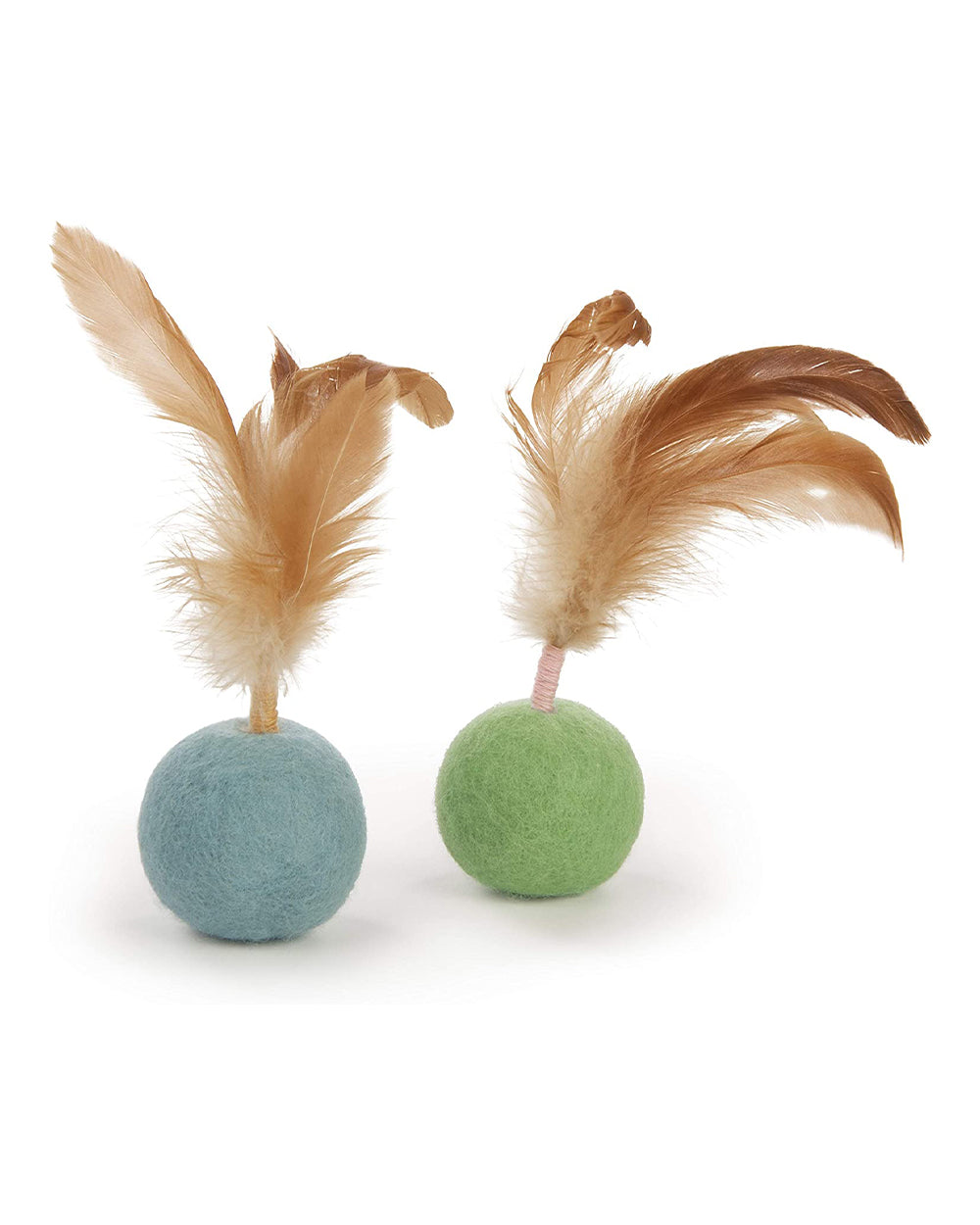 Smartykat Felty Fun Wool Felt & Feather Balls Cat Toys Small Set of 2