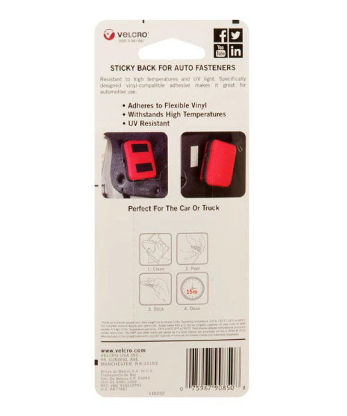 Velcro 3-1/2X1-1/2 Inches Black Sticky Back Strip For Auto
