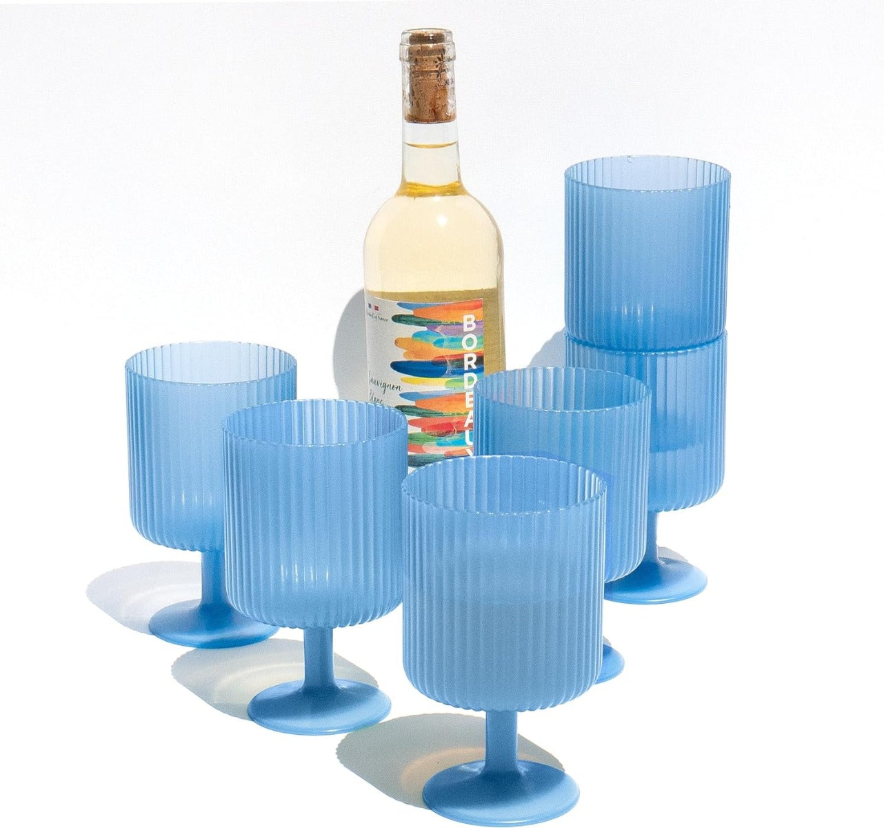 Tarhong 15oz Mesa Stacking Polypropylene Goblet Aqua