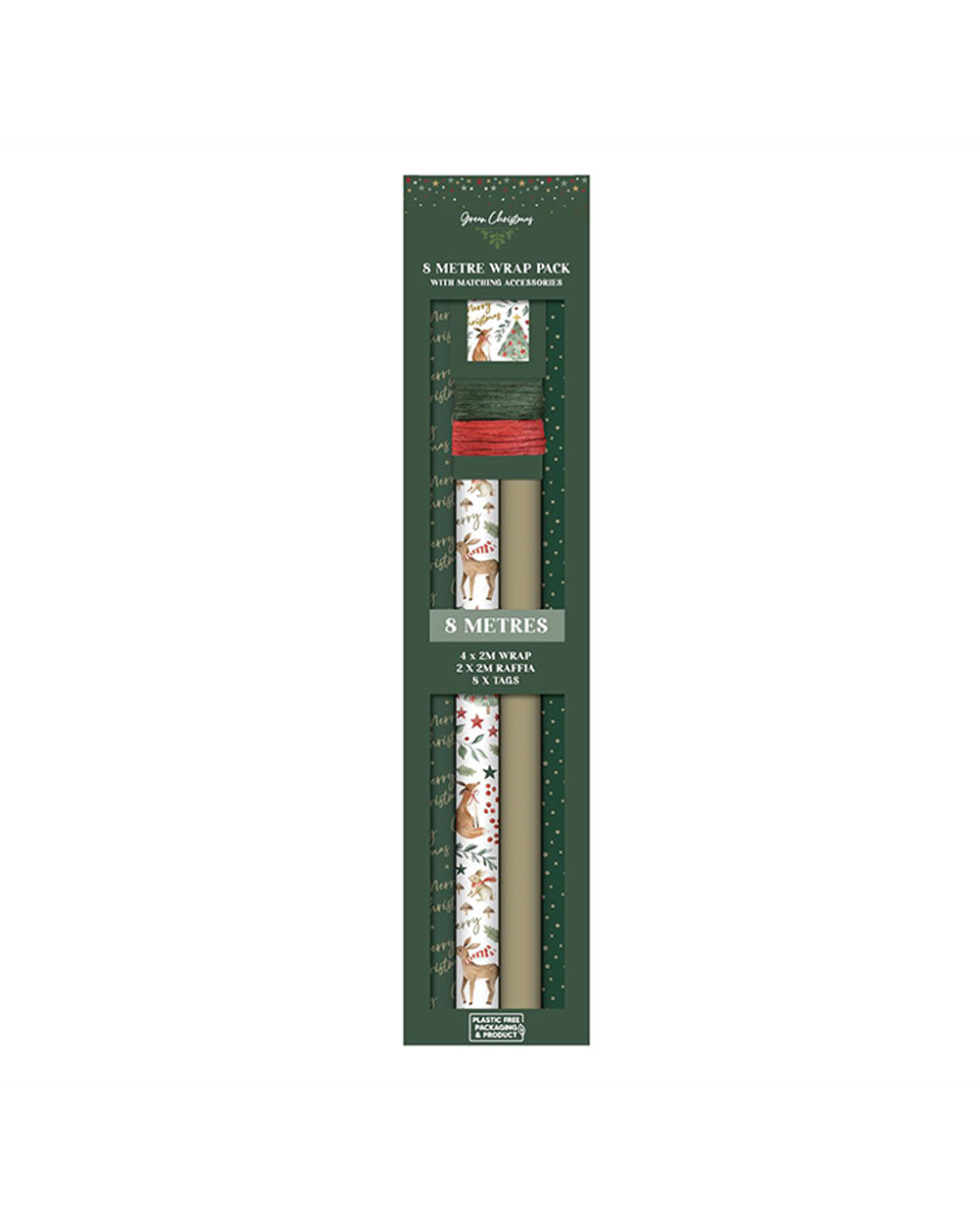 RSW 8 Meter Wrap Pack Gold Deer + 4 Meter Raffia & 8 Tags