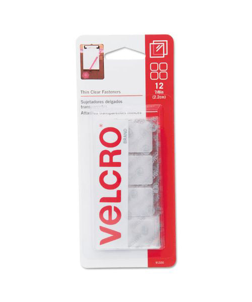 Velcro 7/8 Inches Thin Clear Squares Fasteners