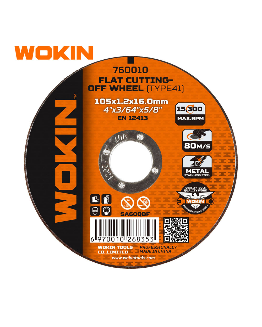 Wokin Flat Cutting Off Wheel 15 x 1 x 22.2 mm