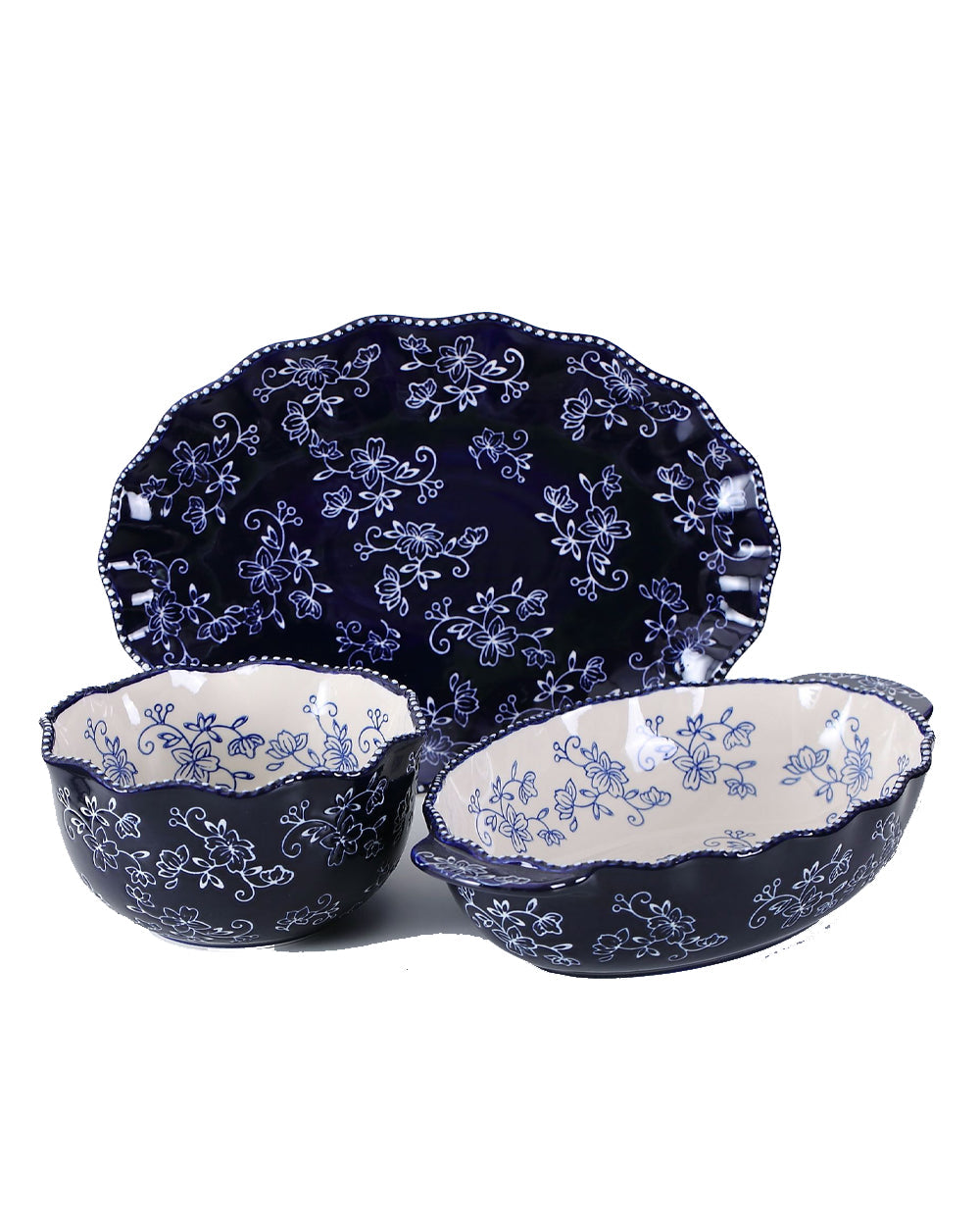 Temptations Floral Lace Side Series Set of 3 Piece Blue