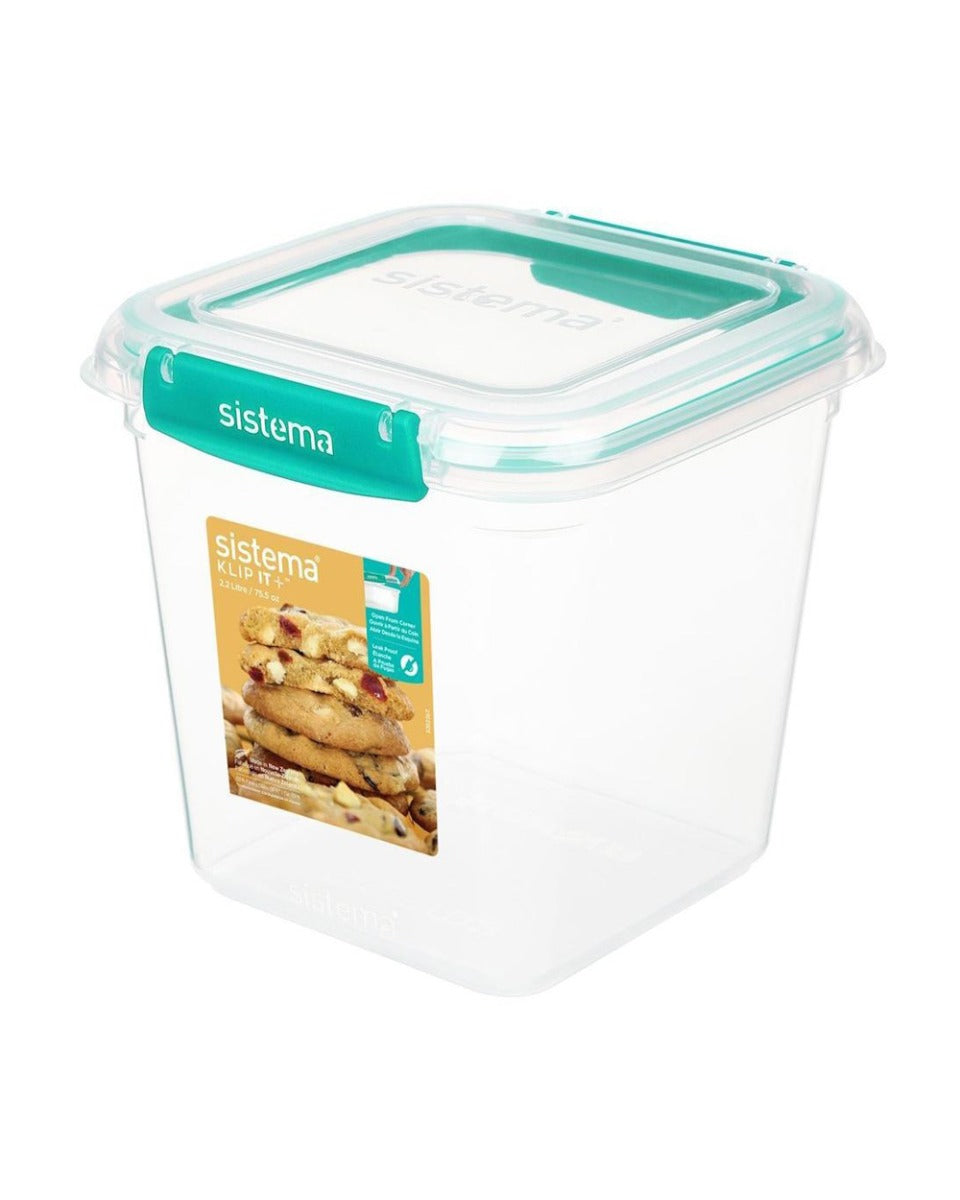 Sistema 2.2 Liter Square Klip It Plus Minty Teal