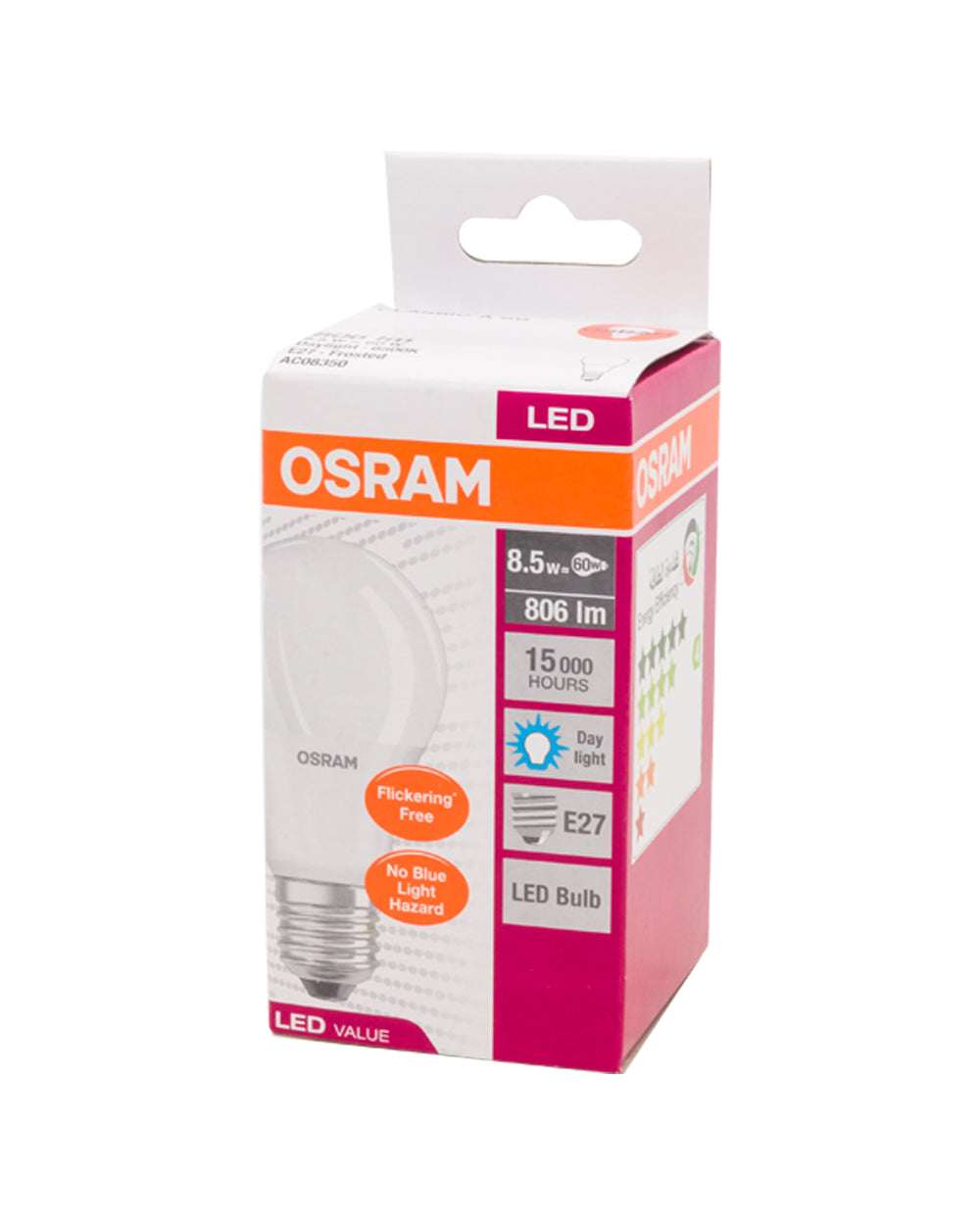 Osram 8.5W Led Value Classic Screw Frosted, Cool White