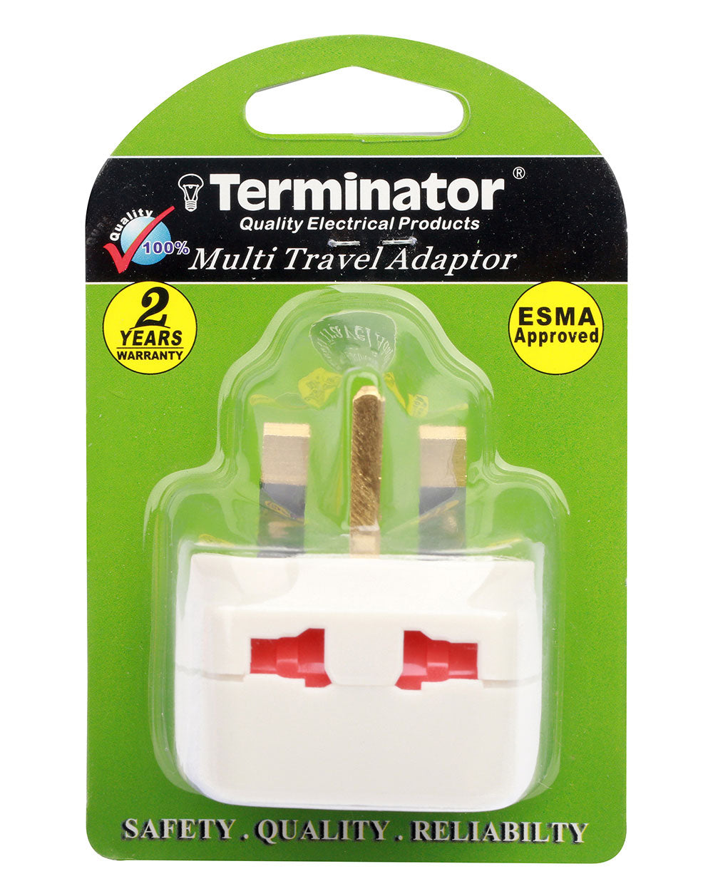 Terminator brand Travel Adaptor 13A Universal Socket in front & 2 pin socket on top