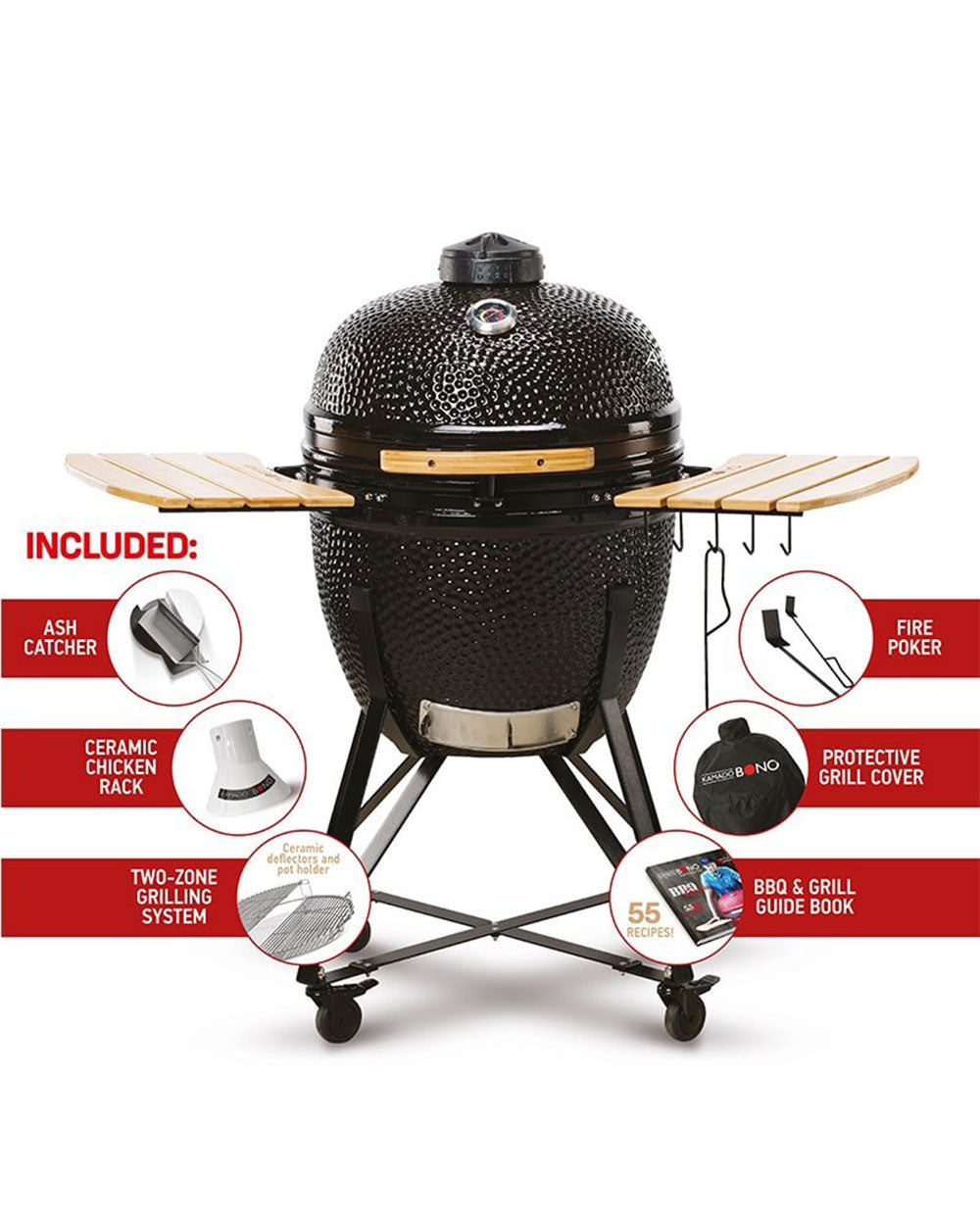 Kamado BONO Grande Grill Black