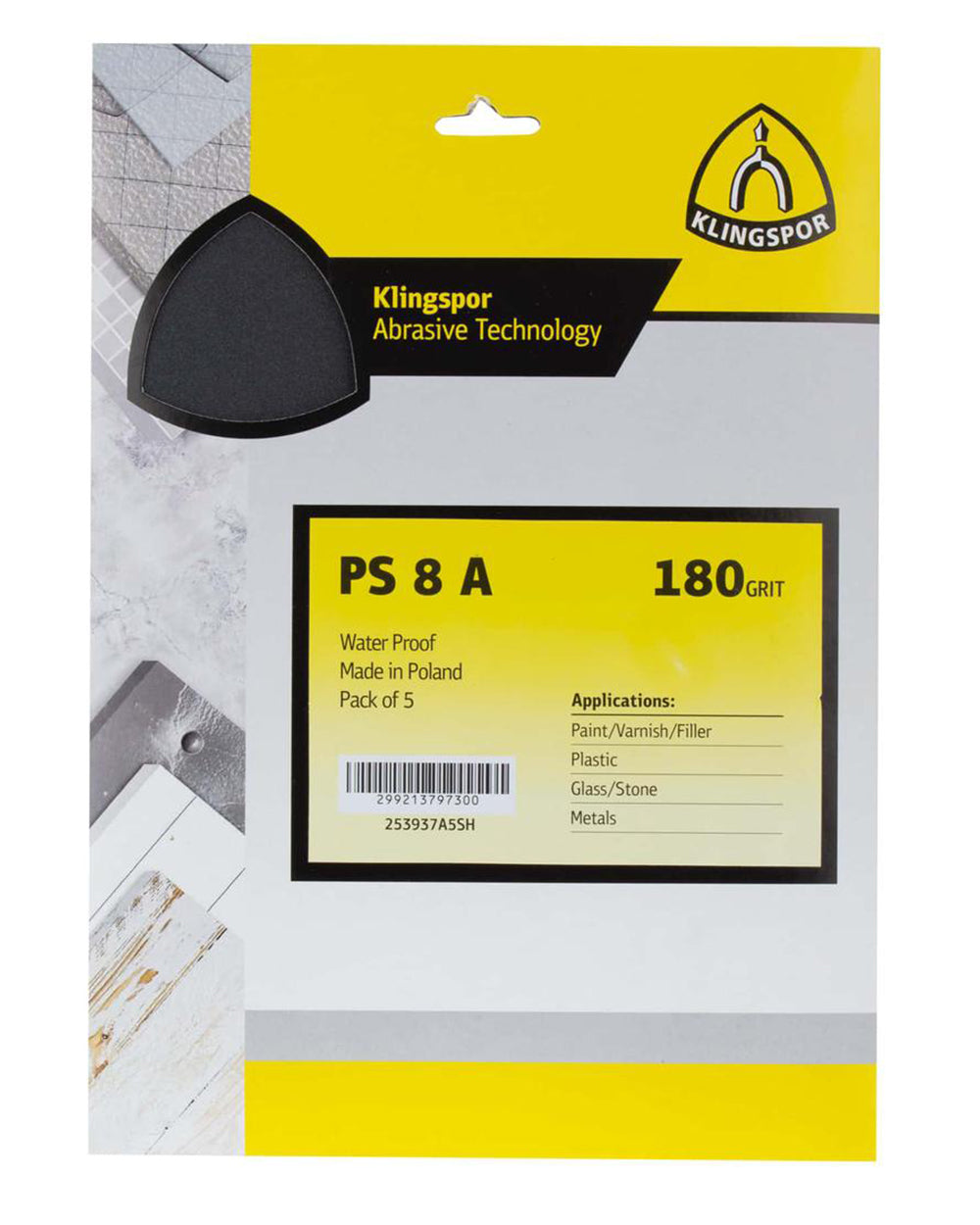 Klingspor Waterproof Sandpaper Sheet 180 Grit Pack of 5